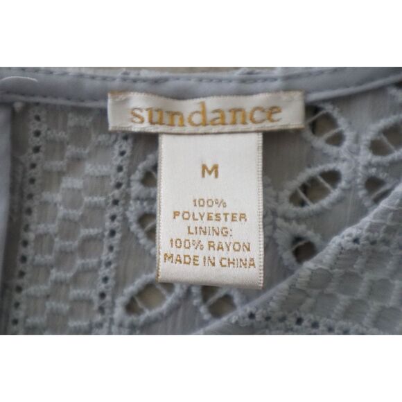 Sundance Women's Sz Medium Light Gray Lucille Lace Eyelet Shift Dress - Picture 3 of 15